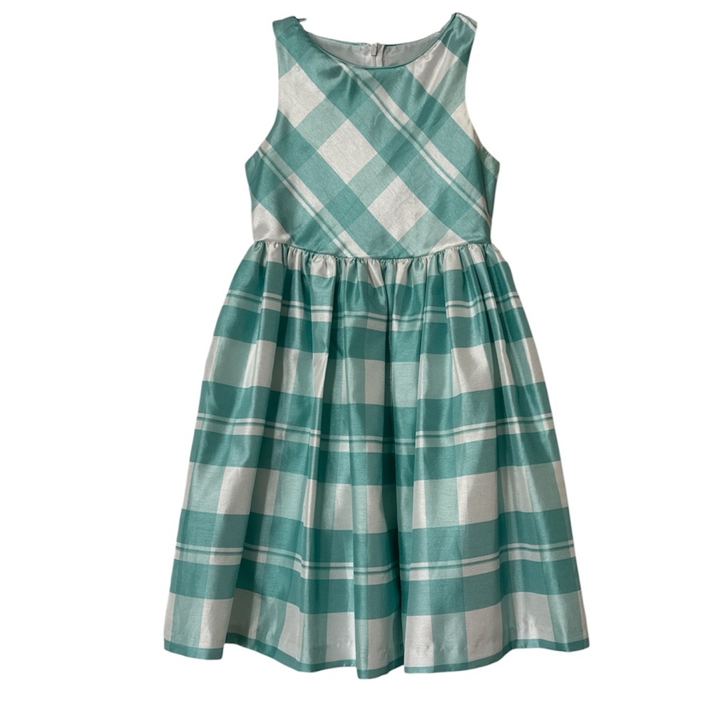 Bonnie Jean Green and White Checkered Kids Dress
